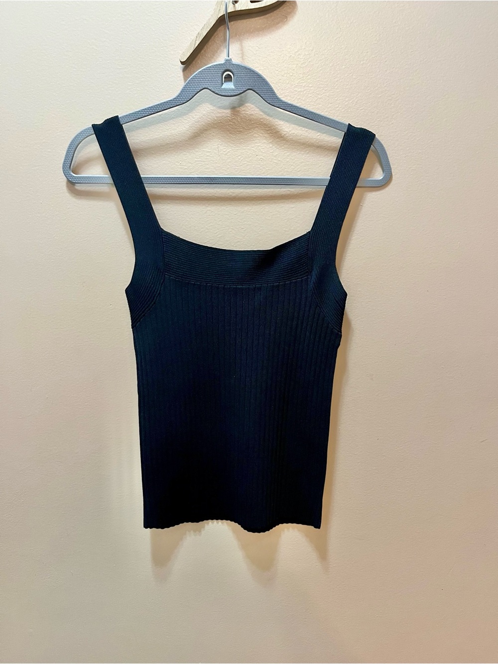 New Magaschoni Black Ribbed Square Neck Tank Top Size XS